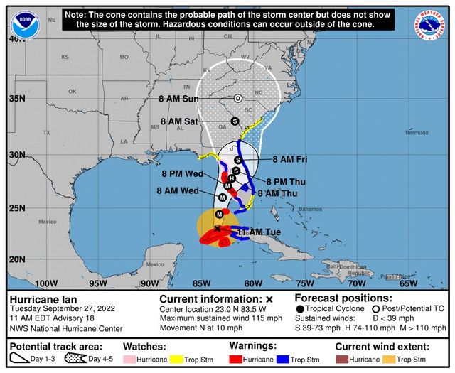 Hurricane Ian Update: New Watches and Warnings Issued for Florida ...